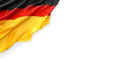 German Flag isolated white background waving, copy space