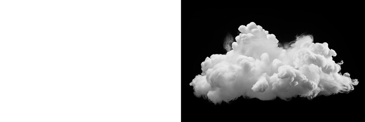 White fluffy clouds, fog, smoke isolated on transparent background, graphic resource