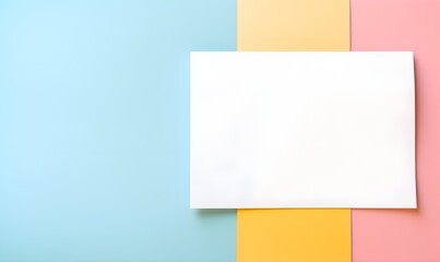 Fototapeta premium hands are holding a blank sheet of paper with a pastel background, copy space