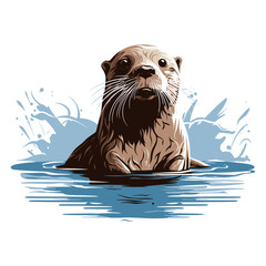 Cute otter vector illustration, Generative AI.