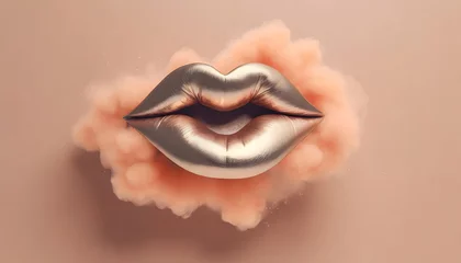Fotobehang sinnlichkeit, lippen, kussmund, peach, fuzz, hintergrund, konzept, mund, lippenstift, kosmetik, abstrakt, close-up, farbe des jahres, 2024, weiblich, sexy © jeepbabes