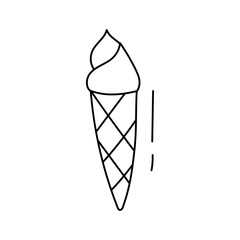 Ice cream in a cone.Vector illustration in doodle style.