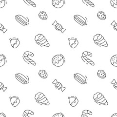 Sweets seamless pattern.Vector illustration in doodle style.