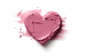 Lipstick smudge  heart shape texture on white background