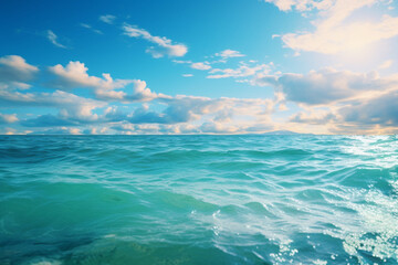 Fototapeta na wymiar Beautiful Nature Wallpaper Background With Sea Green and Blue Sky 