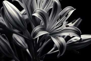 Close-up Black and White Photo of an African Lily Plant