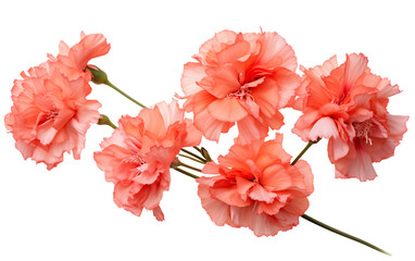 Coral Dance of Blooming Carnations On Transparent Background