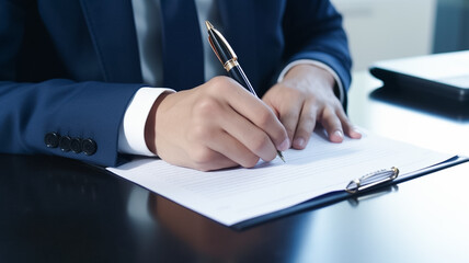 Business person signing an official document. - obrazy, fototapety, plakaty