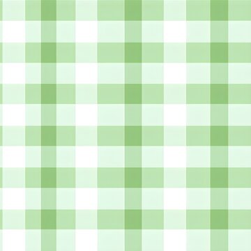 Seamless diagonal gingham plaid pattern in pastel green and white. Contemporary light barbiecore striped checker fashion background texture.