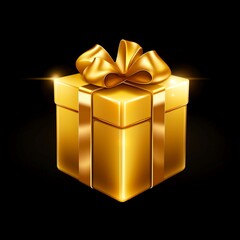 Gold Gift Box Icon. Made with generative ai