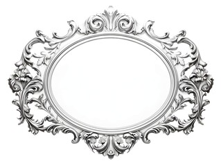 Vintage oval round photo frame isolated over white background Baroque Victorian ornate border frame. Generative AI