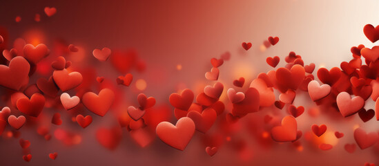Valentines day background banner: abstract panorama background with red hearts  concept love