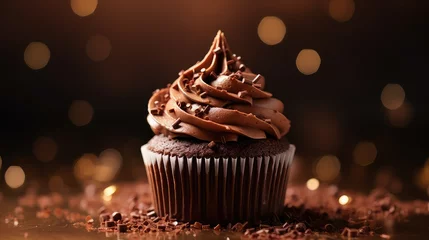 Foto op Plexiglas sweet chocolate cupcake food illustration bakery indulgence, treat frosting, baking delicious sweet chocolate cupcake food © vectorwin