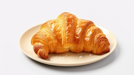 flaky isolated croissan food illustration pastry french, breakfast bakery, golden warm flaky isolated croissan food