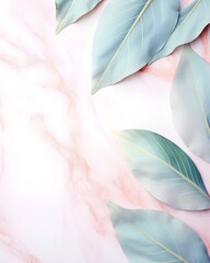 A serene and stylish vertical background featuring a delicate arrangement of leaves in soft pastel shades, offering a tranquil wallpaper design with ample blank space for adding text.