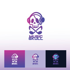 Skull and music, art vector, skeleton