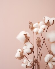 A serene and minimalist aesthetic background featuring a cotton plant, perfect for creating a natural and ecological vibe in social media posts or stories, appealing to ecoconscious audiences.
