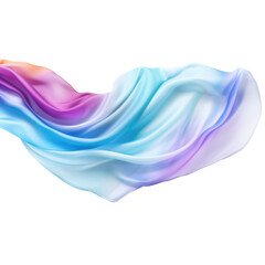 Colorful Silk scarf flying in the wind isolate transparent white background