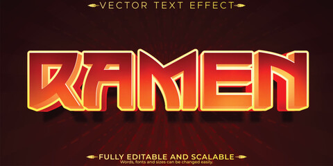 Ramen japan text effect, editable asia and soup text style