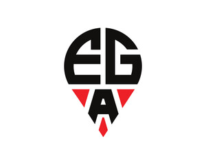EGA letter location shape logo design.