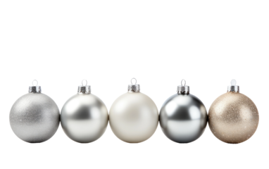 Silver Ball Showcase Festive Ornament Portrayal on a White or Clear Surface PNG Transparent Background