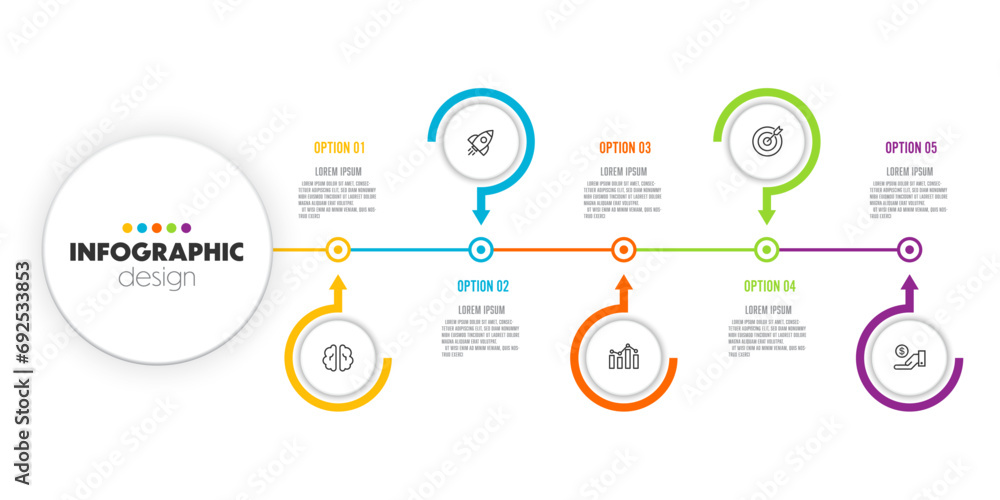 Aufkleber vector business data visualization, process diagram graph with 4 options. business template timeline