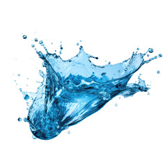 Flying blue water splash close up isolate transparent white background