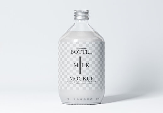 Transparent Glass Bottle Mockup