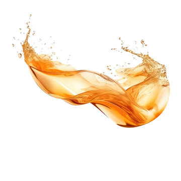 Flying orange water splash close up isolate transparent white background