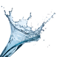 Flying Water splash close up isolate transparent white background