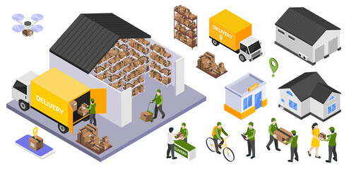 Delivery service icons set