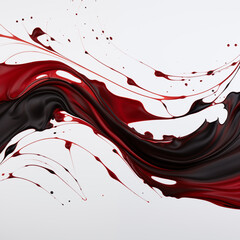 Acrylic splashes on a white background, black and red, Generative AI  