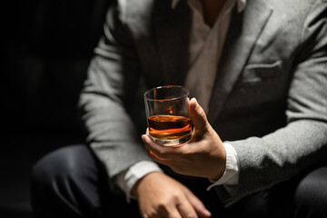 Businessmen in suits drinking  Celebrate whiskey