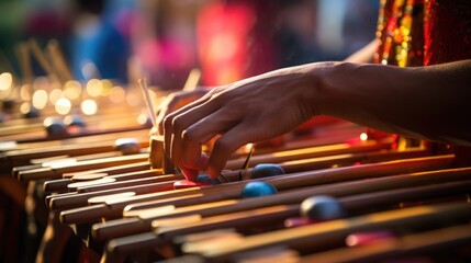 hands of a marimba expert creating enchanting melodies at a music festival generative ai