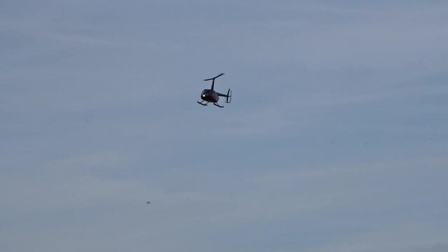 Helicopter approaching the camera head on