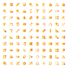 Editing Tool Icons Set: Fill Gradient Graphic Design, Editing Symbols - Vector Collection