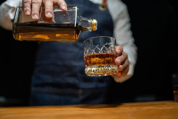 Celebrate whiskey on a friendly party in  restaurant
