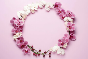 Naklejka premium Pink blossom floral spring decorative flower background pattern design plant nature frame