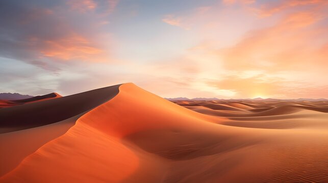 Panoramic view of sand dunes in Sahara desert, Morocco © Iman