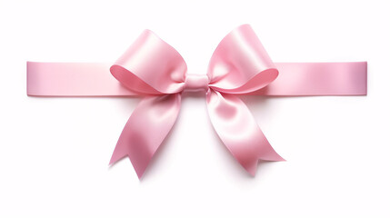 Realistic pink ribbon bow band isolated on white, Valentine s day and Mother s day gift and promotion offering concept for advertising.