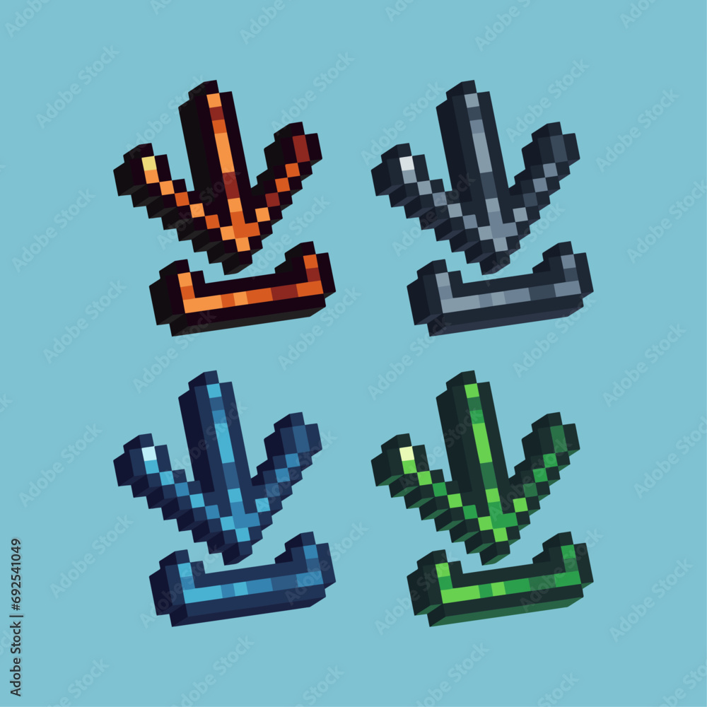Poster isometric pixel art 3d of download icon for items asset. download icon on pixelated style.8bits perf