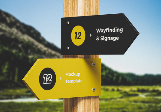 Wayfinding Sign Posts Mockup