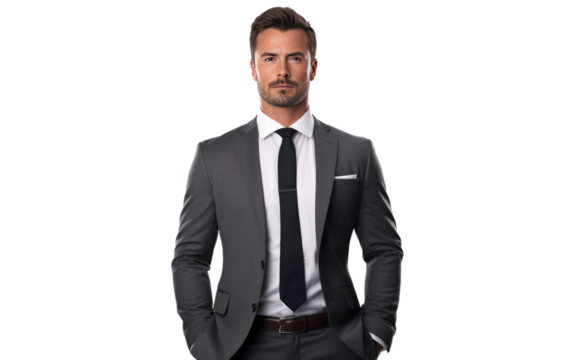 Genuine Business Man Thrives Professionally on a White or Clear Surface PNG Transparent Background