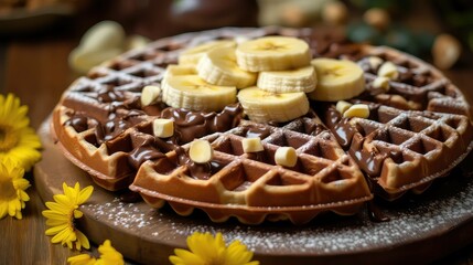 delicious homemade waffle food illustration crispy fluffy, butter toppings, batter golden delicious homemade waffle food