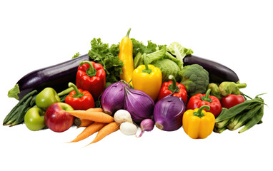 Fresh Harvest Vibrant Vegetable Medley on a White or Clear Surface PNG Transparent Background