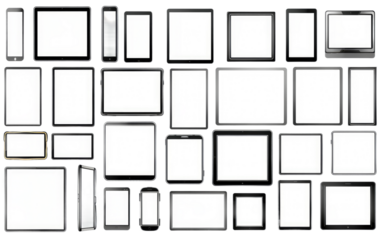 Digital Ensemble Computers Frame Collection on a White or Clear Surface PNG Transparent Background