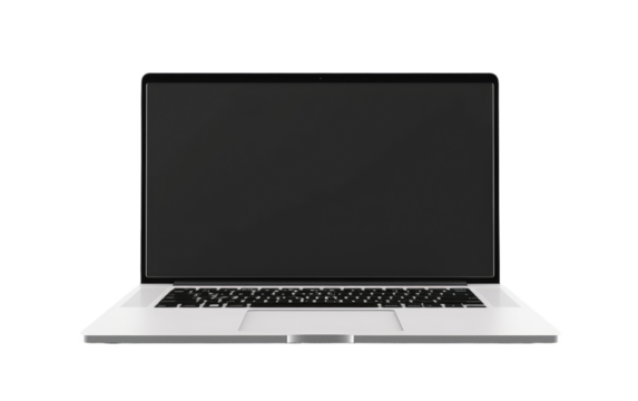 Digital Canvas Blank Laptop Screen on a White or Clear Surface PNG Transparent Background