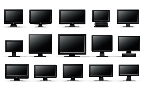 Computerized Set Vibrant Vector Frames on a White or Clear Surface PNG Transparent Background