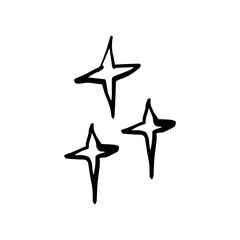 Hand drawn quirky stars doodle. Flying star element clipart. Creative naive childish sketch drawing scribble art