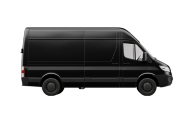 Streamlined Transport Black Delivery Vehicle on a White or Clear Surface PNG Transparent Background